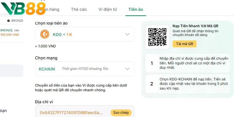 Hình thức nạp tiền qua tiền ảo được đánh giá cao