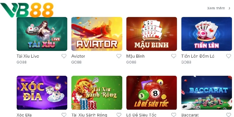 VB88 cung cấp cho người chơi kho game đồ sộ